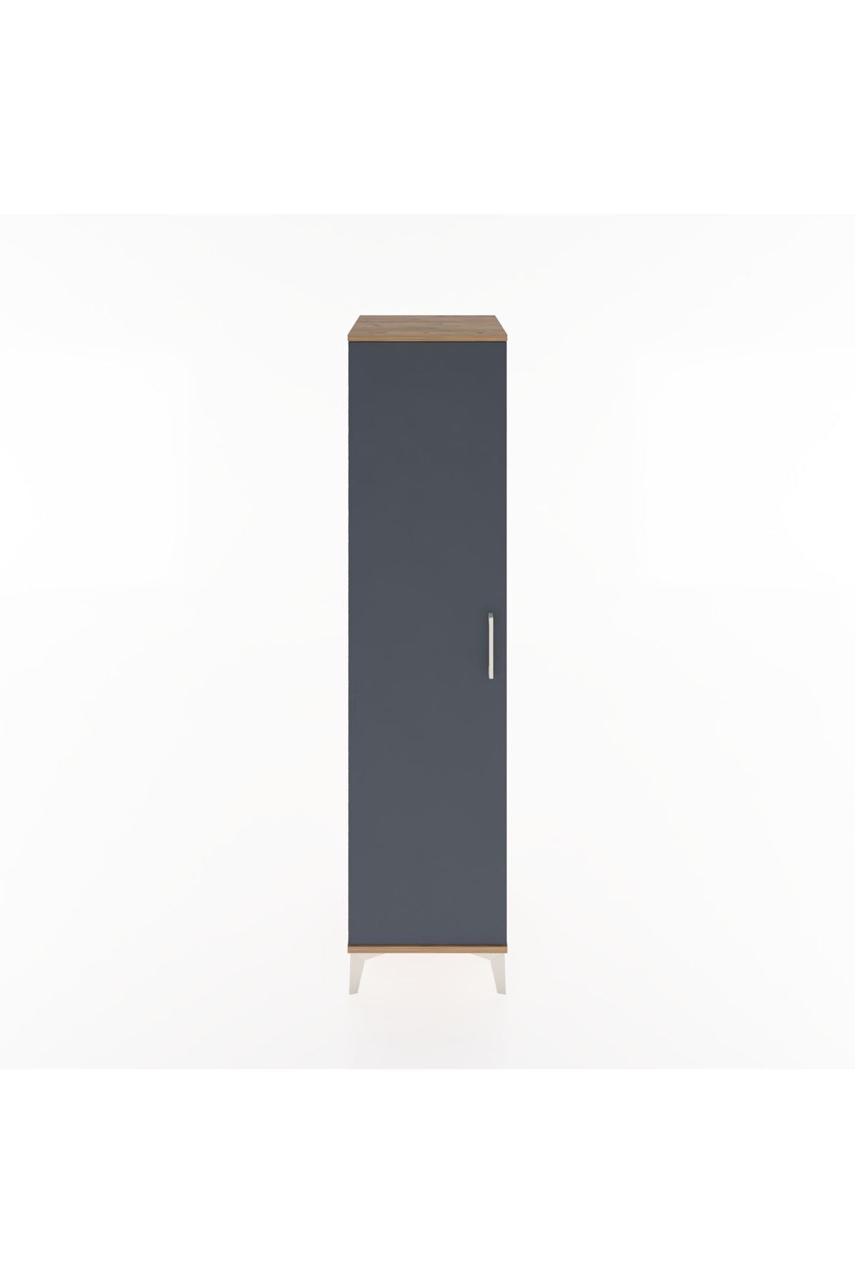 Hyperion Dolap 2 Raflı Tek Kapaklı Tek Askılı 44x44x182 Çam-Antrasit