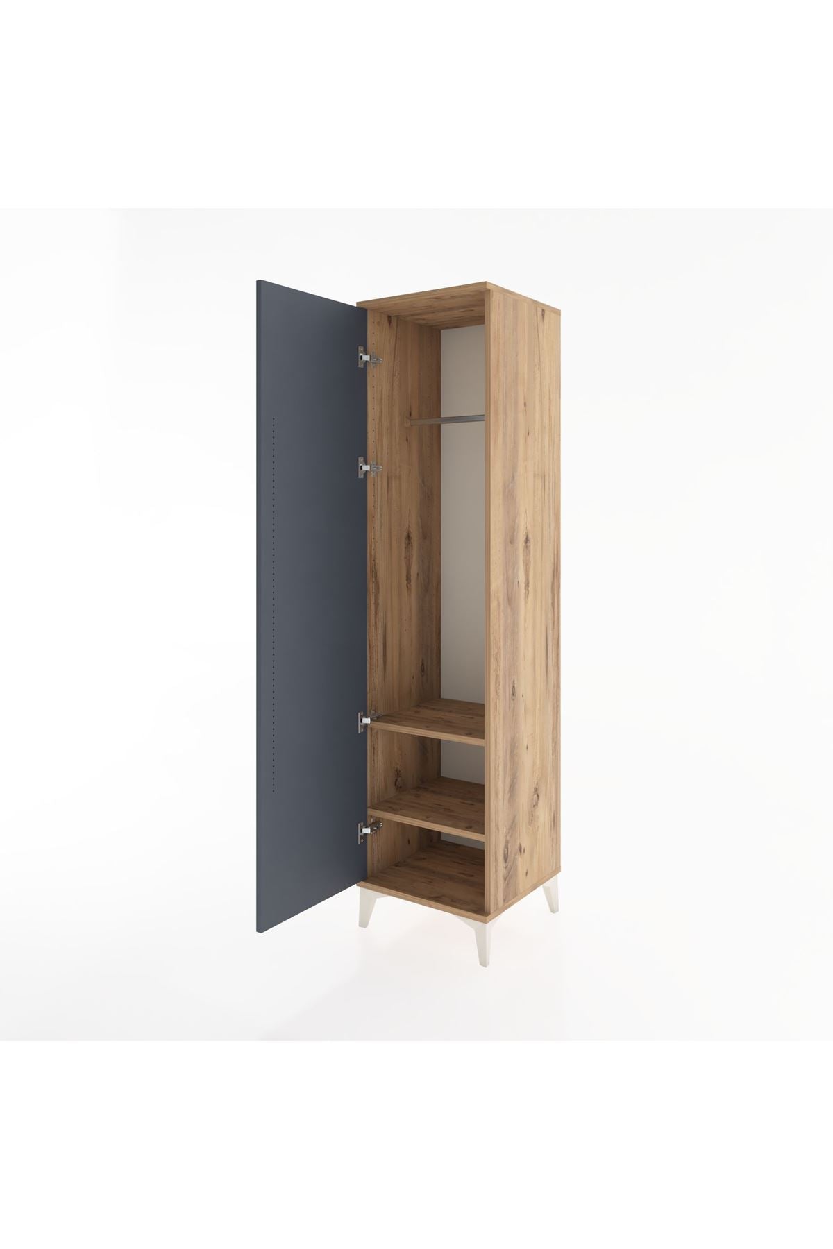 Hyperion Dolap 2 Raflı Tek Kapaklı Tek Askılı 44x44x182 Çam-Antrasit