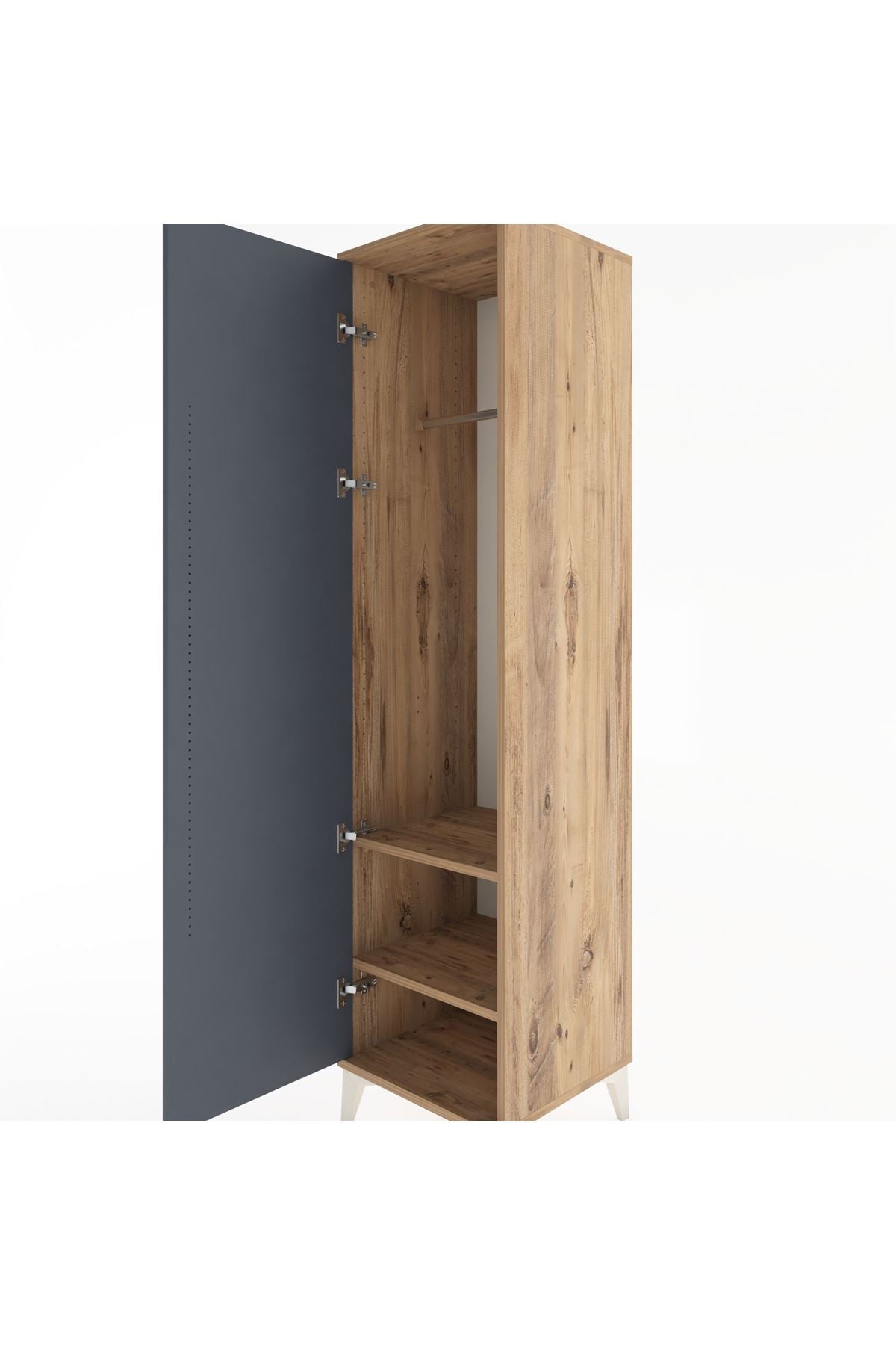 Hyperion Dolap 2 Raflı Tek Kapaklı Tek Askılı 44x44x182 Çam-Antrasit