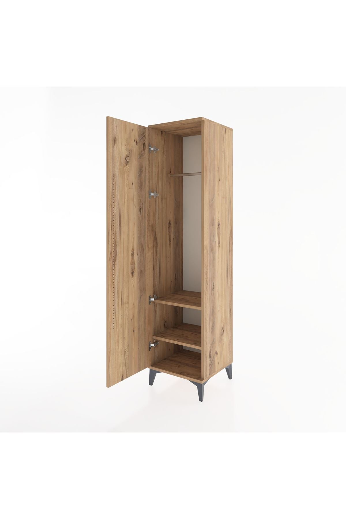 Hyperion Dolap 2 Raflı Tek Kapaklı Tek Askılı 44x44x182 Çam-Çam