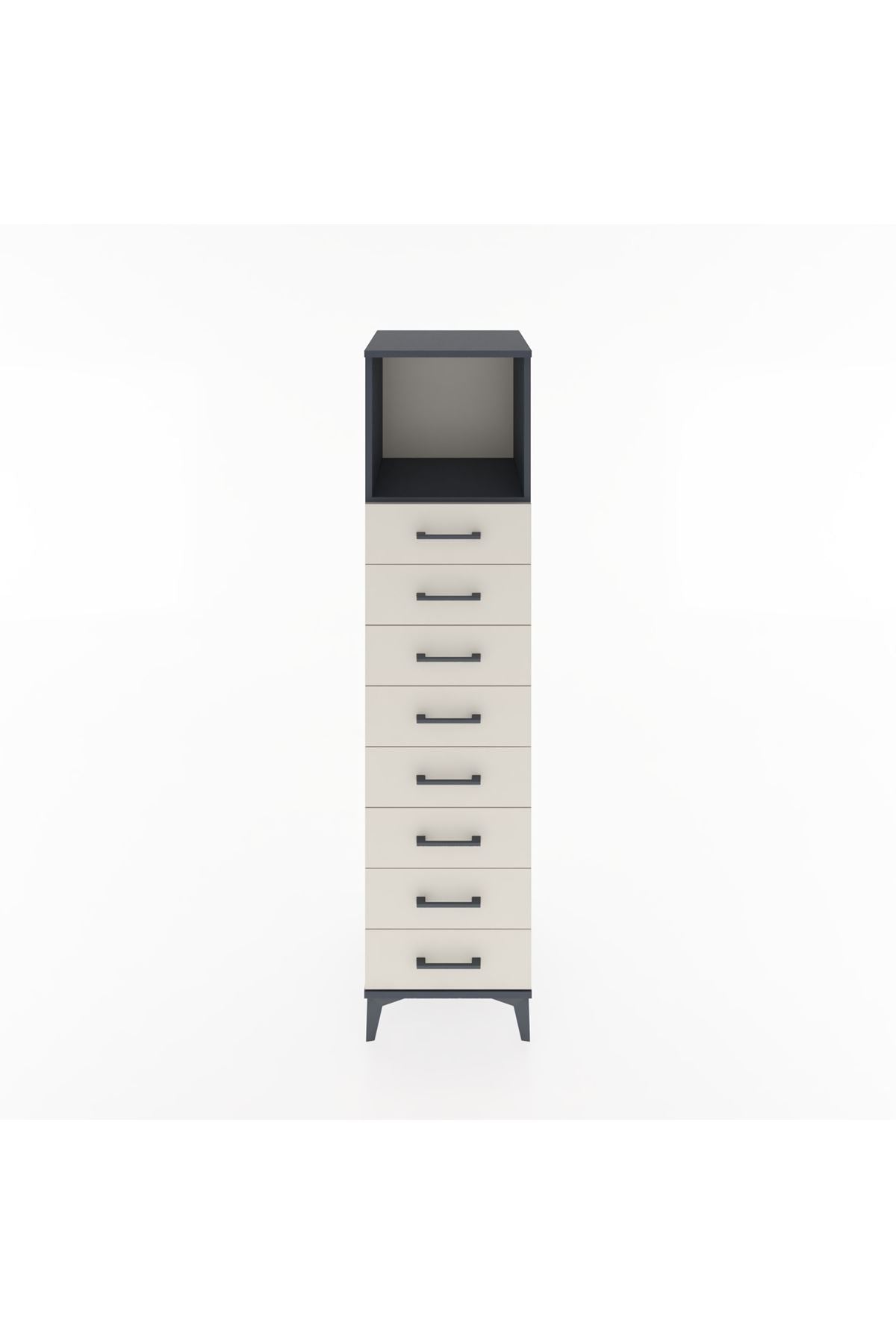 Hyperion Dolap Tek Raflı 8 Çekmeceli 44x44x182 Antrasit-Aytaşı