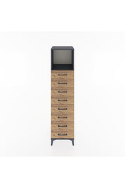 Hyperion Dolap Tek Raflı 8 Çekmeceli 44x44x182 Antrasit-Çam