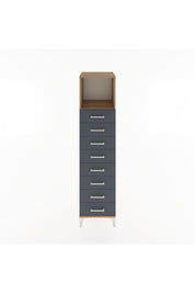 Hyperion Dolap Tek Raflı 8 Çekmeceli 44x44x182 Çam-Antrasit