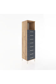 Hyperion Dolap Tek Raflı 8 Çekmeceli 44x44x182 Çam-Antrasit
