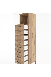 Hyperion Dolap Tek Raflı 8 Çekmeceli 44x44x182 Çam-Çam