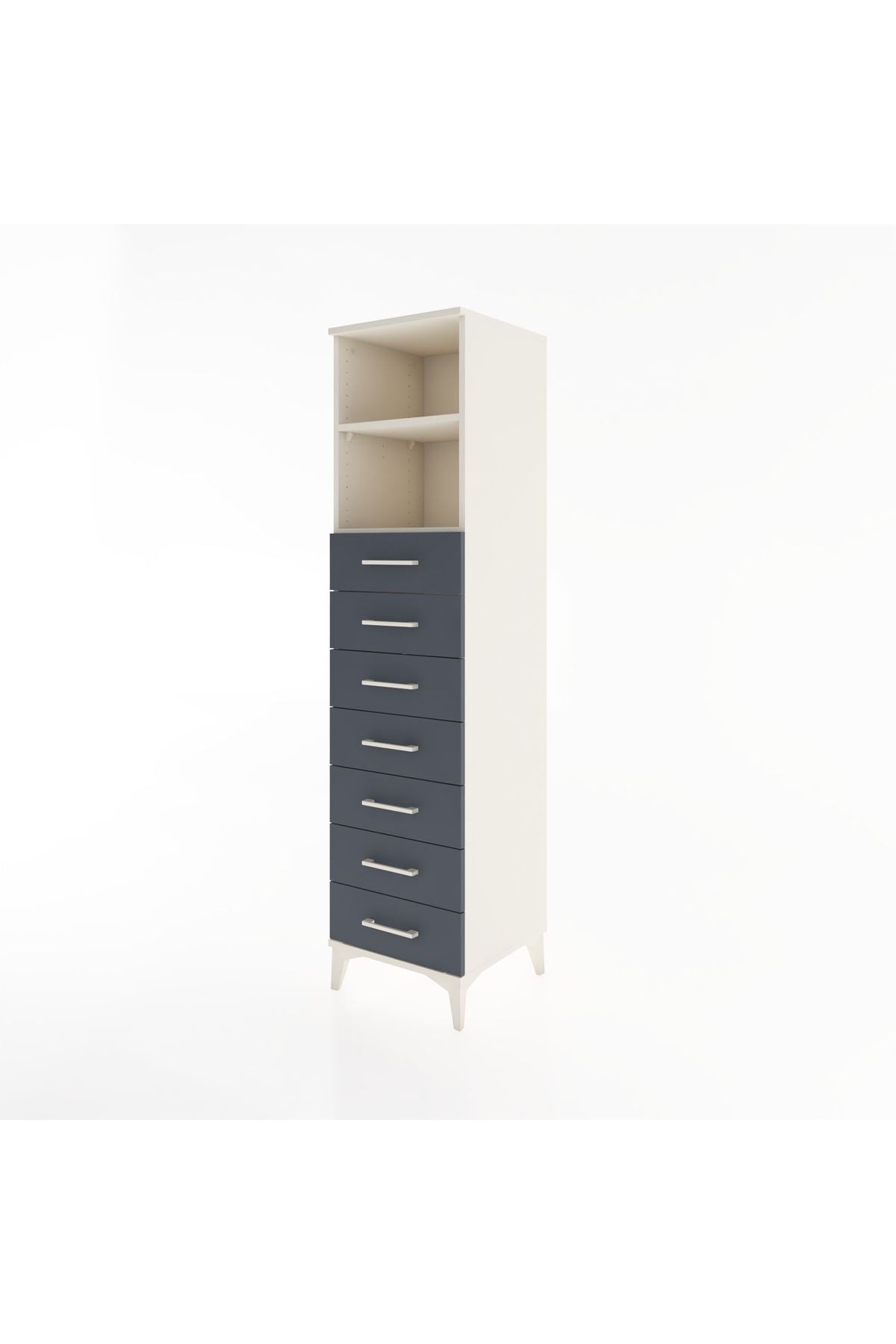 Hyperion Dolap 2 Raflı 7 Çekmeceli 44x44x182 Aytaşı-Antrasit