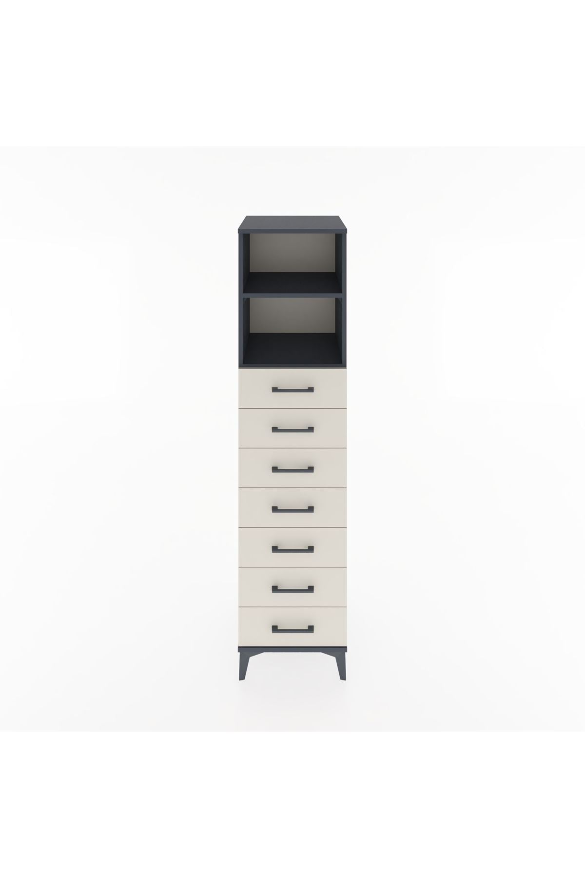 Hyperion Dolap 2 Raflı 7 Çekmeceli 44x44x182 Antrasit-Aytaşı