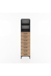 Hyperion Dolap 2 Raflı 7 Çekmeceli 44x44x182 Antrasit-Çam