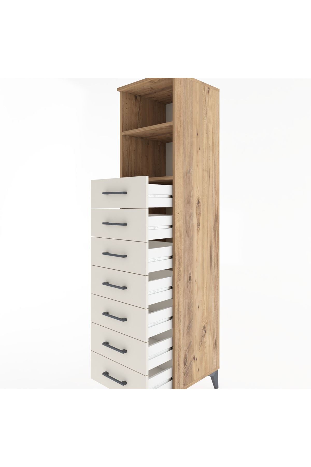 Hyperion Dolap 2 Raflı 7 Çekmeceli 44x44x182 Çam-Aytaşı