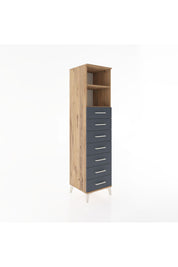 Hyperion Dolap 2 Raflı 7 Çekmeceli 44x44x182 Çam-Antrasit