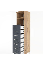 Hyperion Dolap 2 Raflı 7 Çekmeceli 44x44x182 Çam-Antrasit