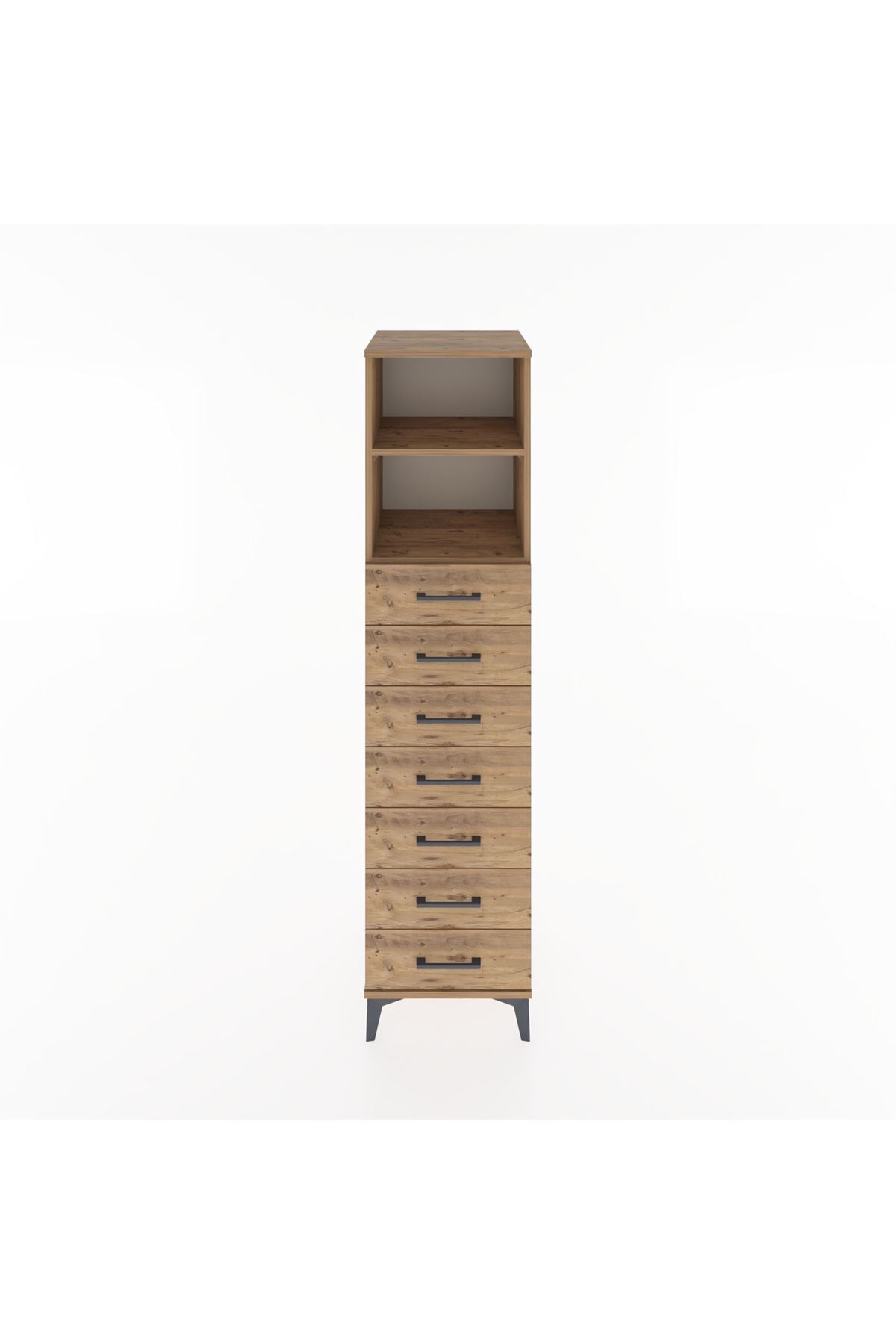 Hyperion Dolap 2 Raflı 7 Çekmeceli 44x44x182 Çam-Çam