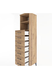 Hyperion Dolap 2 Raflı 7 Çekmeceli 44x44x182 Çam-Çam