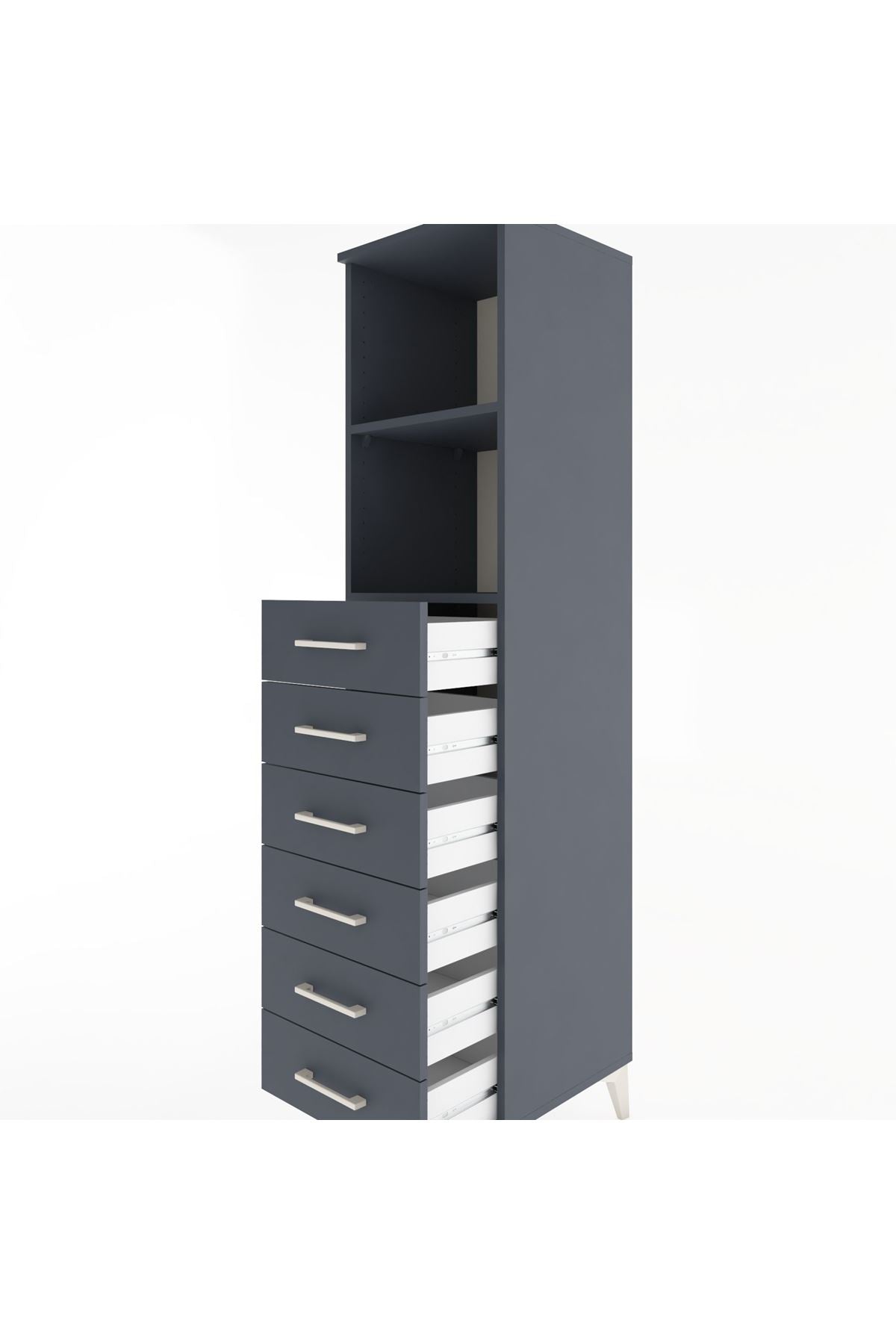 Hyperion Dolap 2 Raflı 6 Çekmeceli 44x44x182 Antrasit-Antrasit