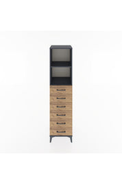 Hyperion Dolap 2 Raflı 6 Çekmeceli 44x44x182 Antrasit-Çam