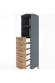 Hyperion Dolap 2 Raflı 6 Çekmeceli 44x44x182 Antrasit-Çam
