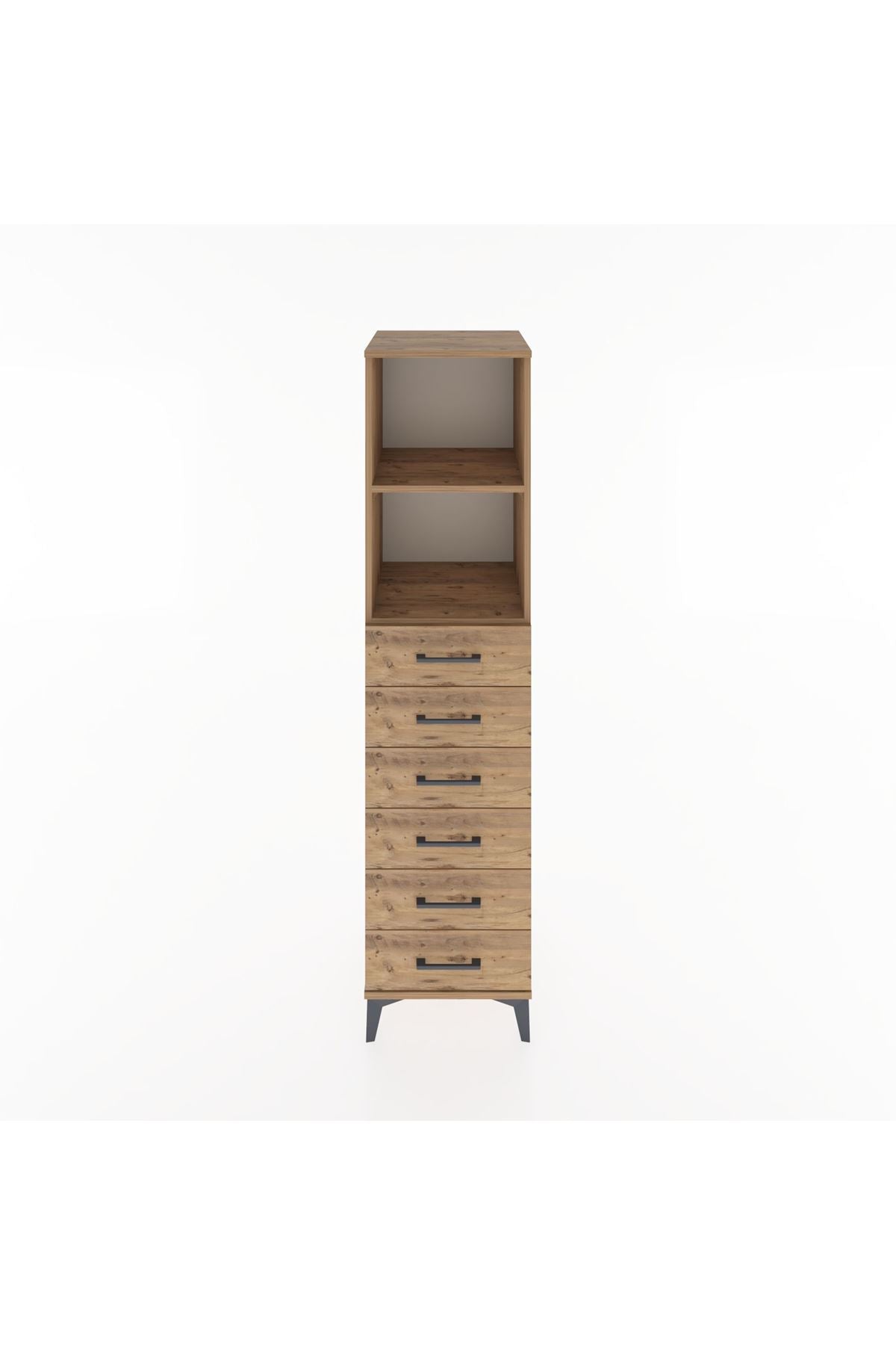 Hyperion Dolap 2 Raflı 6 Çekmeceli 44x44x182 Çam-Çam