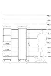 Hyperion Dolap 2 Raflı 6 Çekmeceli 44x44x182 Çam-Çam