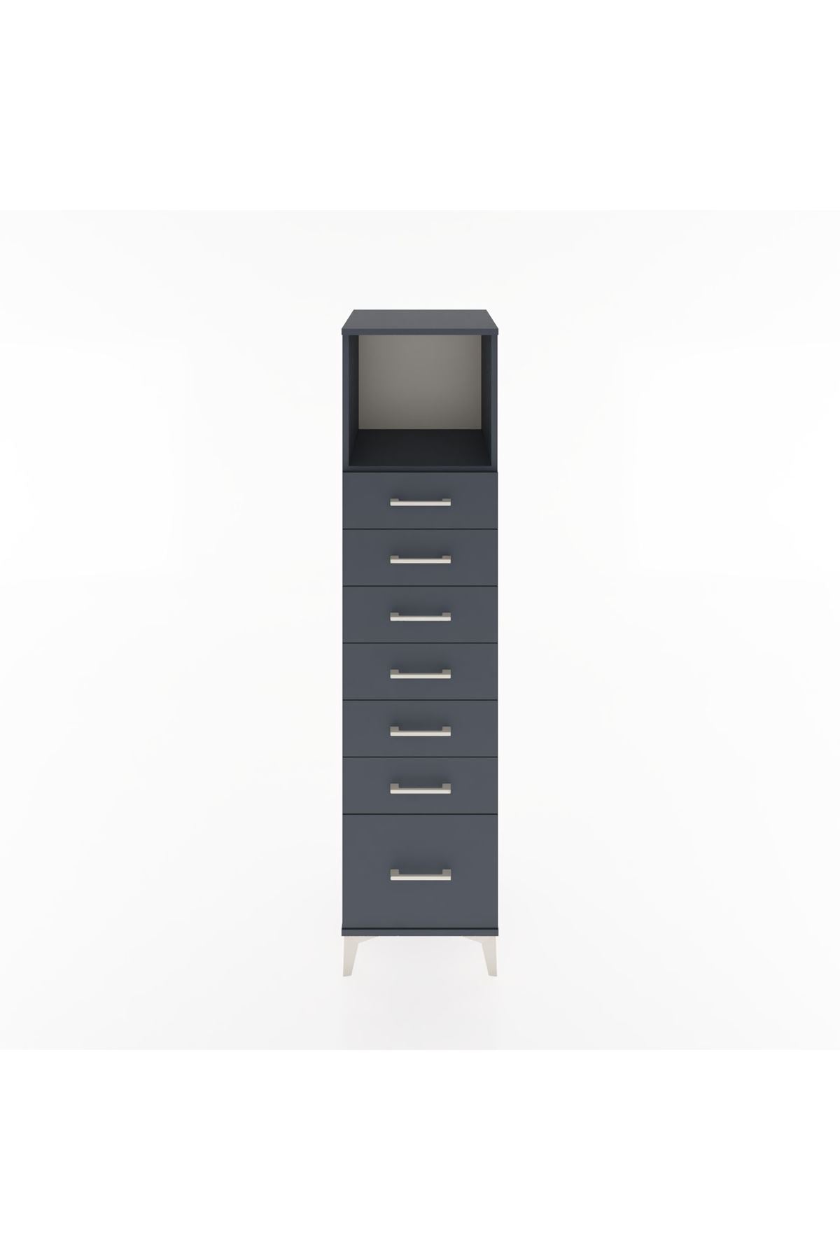 Hyperion Dolap Tek Raflı 7 Çekmeceli 44x44x182 Antrasit-Antrasit