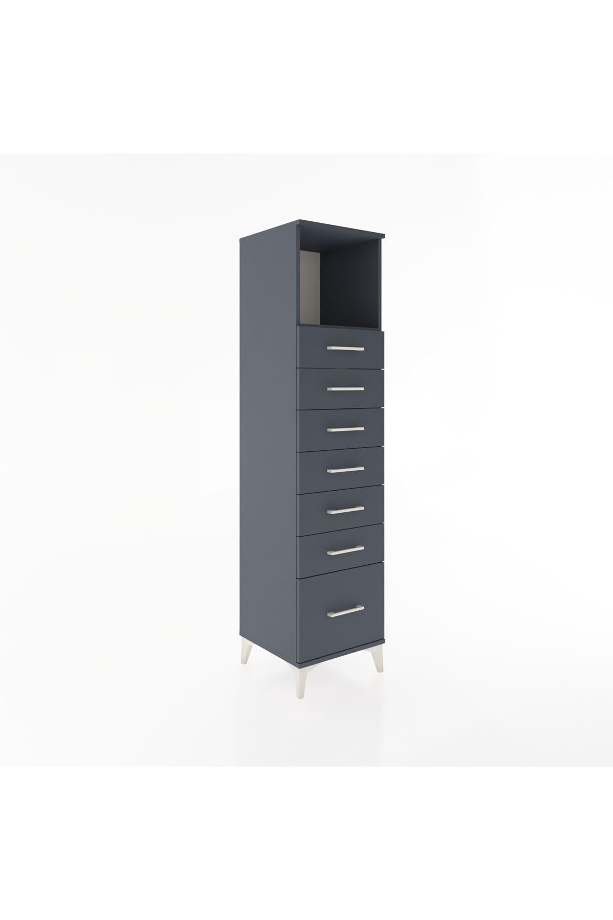 Hyperion Dolap Tek Raflı 7 Çekmeceli 44x44x182 Antrasit-Antrasit