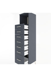 Hyperion Dolap Tek Raflı 7 Çekmeceli 44x44x182 Antrasit-Antrasit