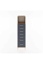 Hyperion Dolap Tek Raflı 7 Çekmeceli 44x44x182 Çam-Antrasit