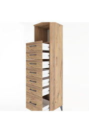 Hyperion Dolap Tek Raflı 7 Çekmeceli 44x44x182 Çam-Çam