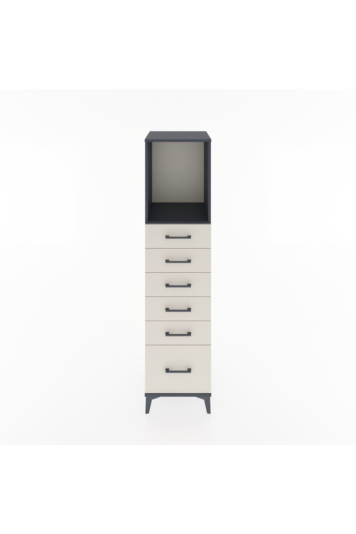 Hyperion Dolap Tek Raflı 6 Çekmeceli 44x44x182 Antrasit-Aytaşı