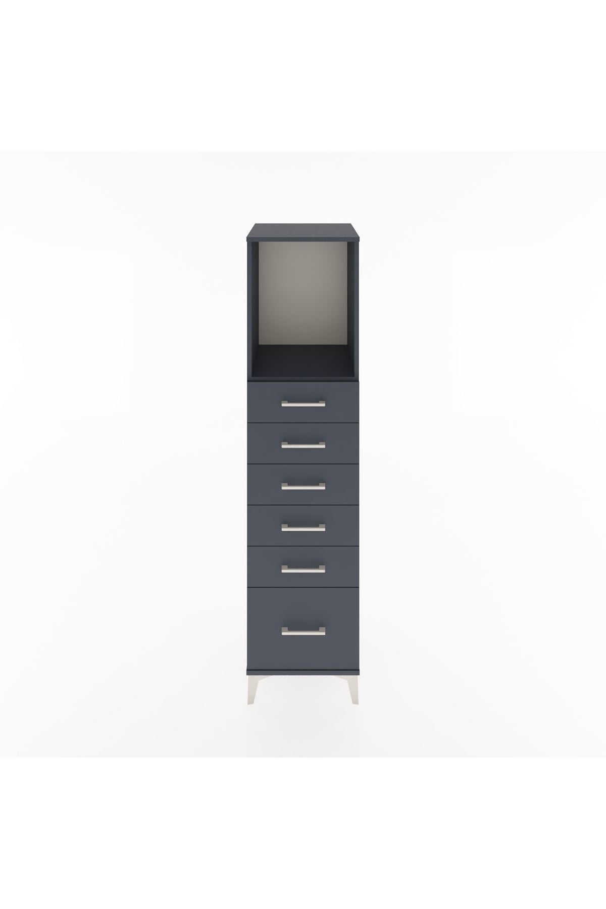 Hyperion Dolap Tek Raflı 6 Çekmeceli 44x44x182 Antrasit-Antrasit