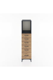 Hyperion Dolap Tek Raflı 6 Çekmeceli 44x44x182 Antrasit-Çam