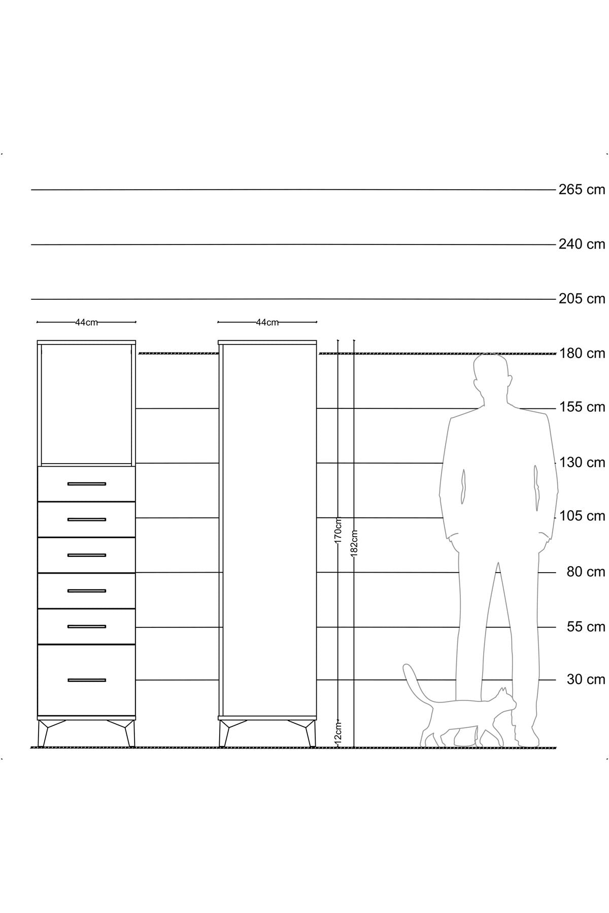 Hyperion Dolap Tek Raflı 6 Çekmeceli 44x44x182 Çam-Aytaşı