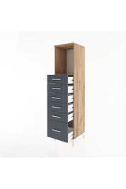 Hyperion Dolap Tek Raflı 6 Çekmeceli 44x44x182 Çam-Antrasit