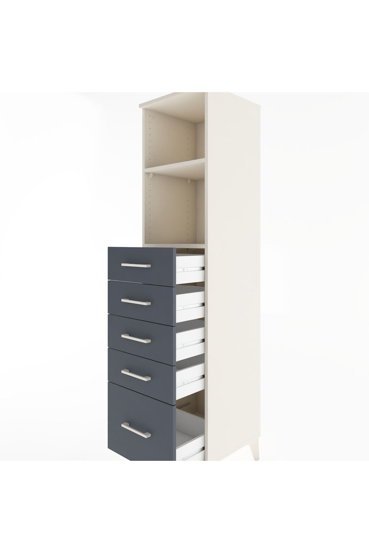 Hyperion Dolap 2 Raflı 5 Çekmeceli 44x44x182 Aytaşı-Antrasit