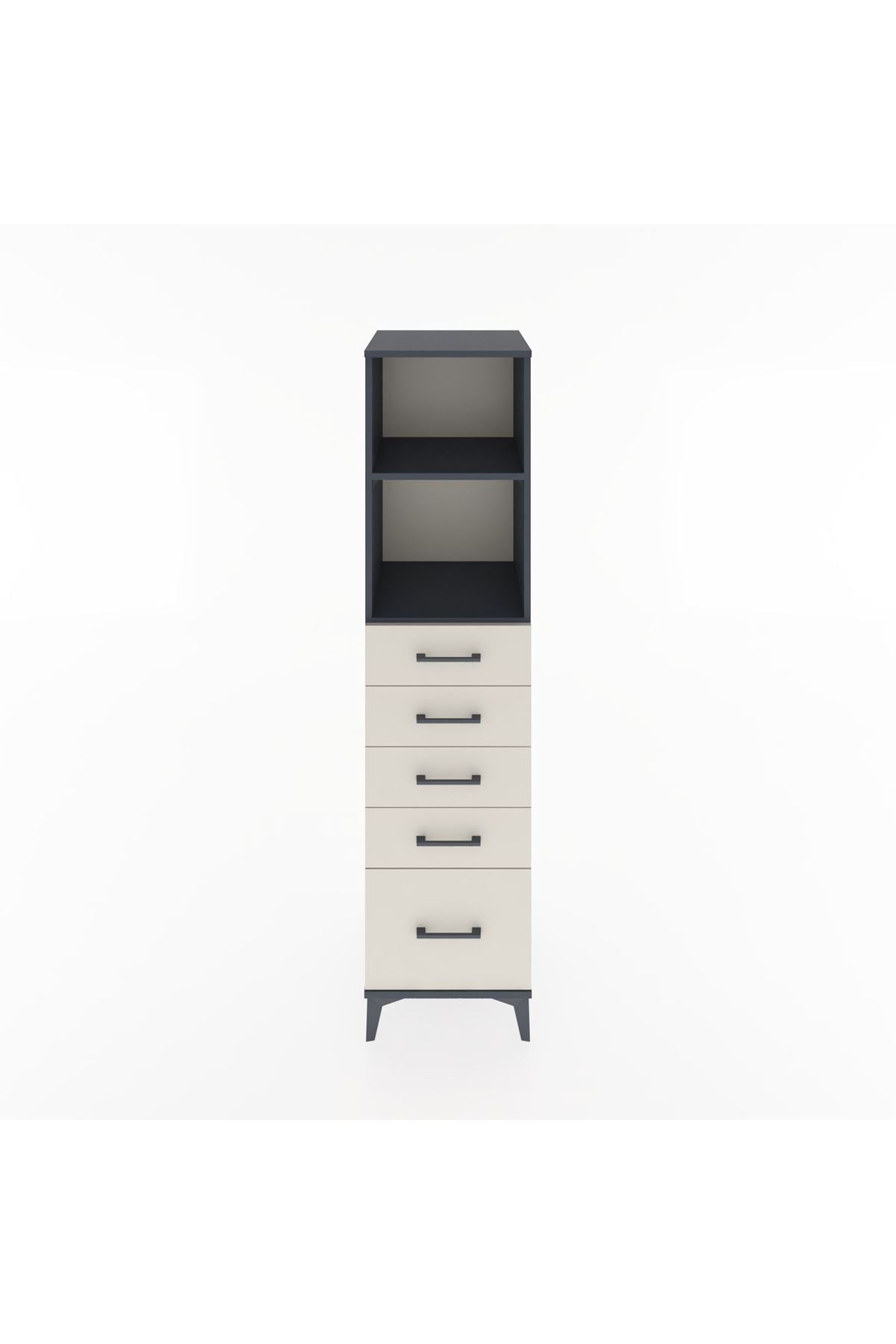 Hyperion Dolap 2 Raflı 5 Çekmeceli 44x44x182 Antrasit-Aytaşı