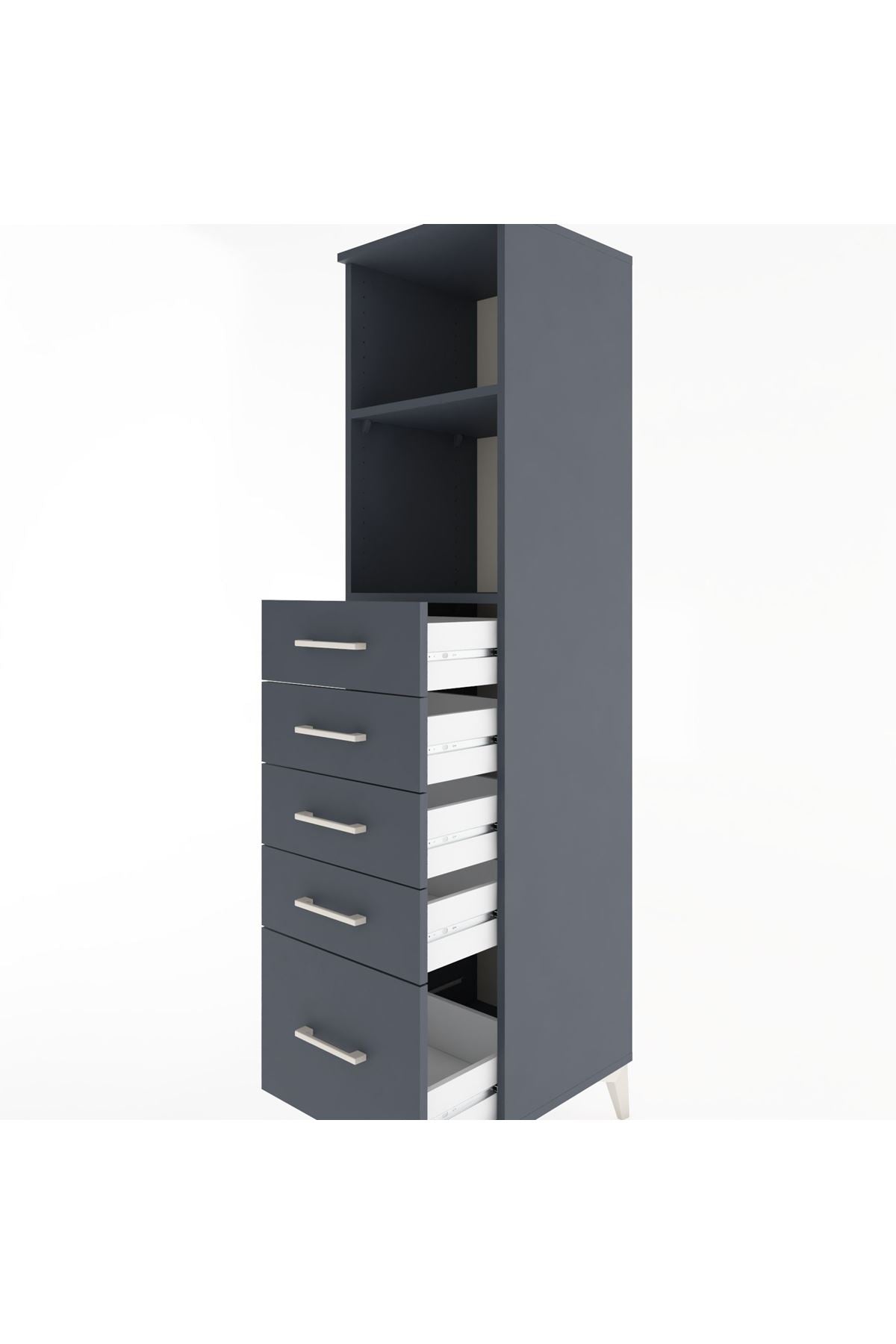 Hyperion Dolap 2 Raflı 5 Çekmeceli 44x44x182 Antrasit-Antrasit