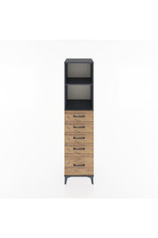 Hyperion Dolap 2 Raflı 5 Çekmeceli 44x44x182 Antrasit-Çam