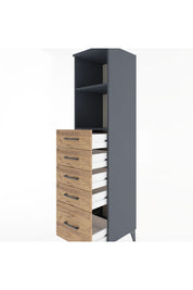 Hyperion Dolap 2 Raflı 5 Çekmeceli 44x44x182 Antrasit-Çam