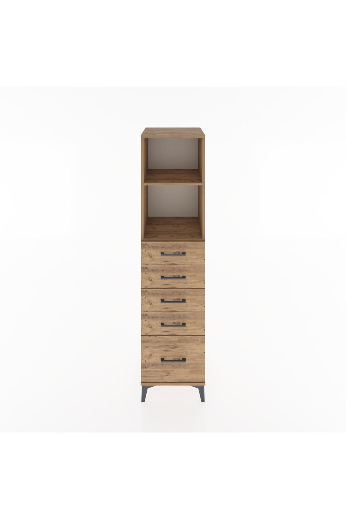 Hyperion Dolap 2 Raflı 5 Çekmeceli 44x44x182 Çam-Çam