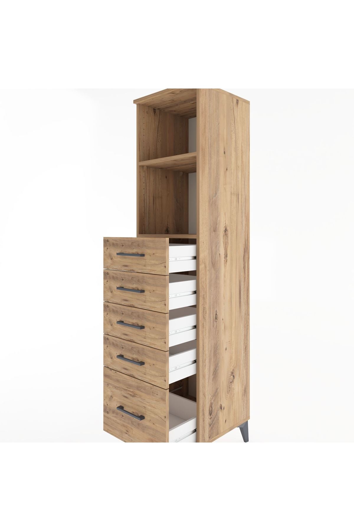 Hyperion Dolap 2 Raflı 5 Çekmeceli 44x44x182 Çam-Çam