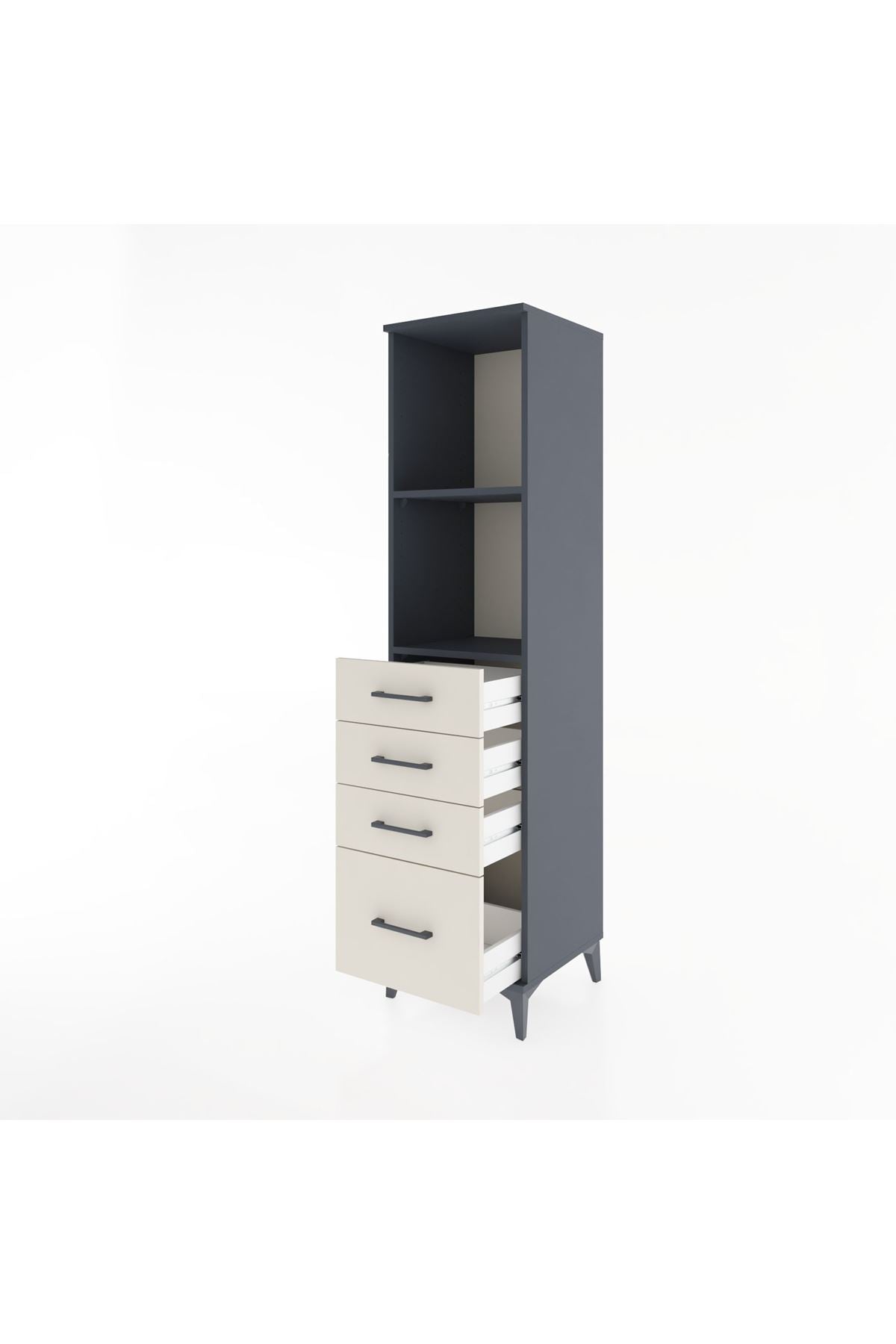 Hyperion Dolap 2 Raflı 4 Çekmeceli 44x44x182 Antrasit-Aytaşı