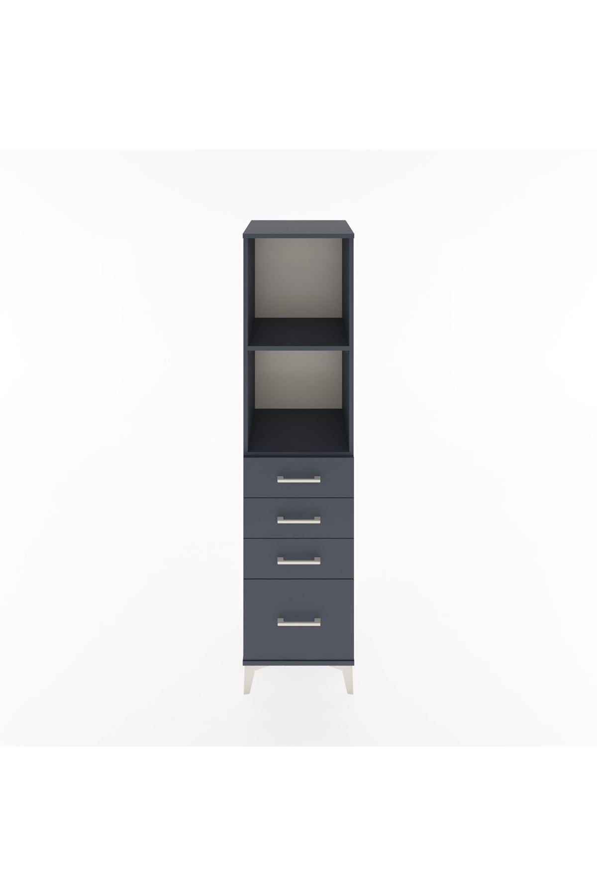 Hyperion Dolap 2 Raflı 4 Çekmeceli 44x44x182 Antrasit-Antrasit