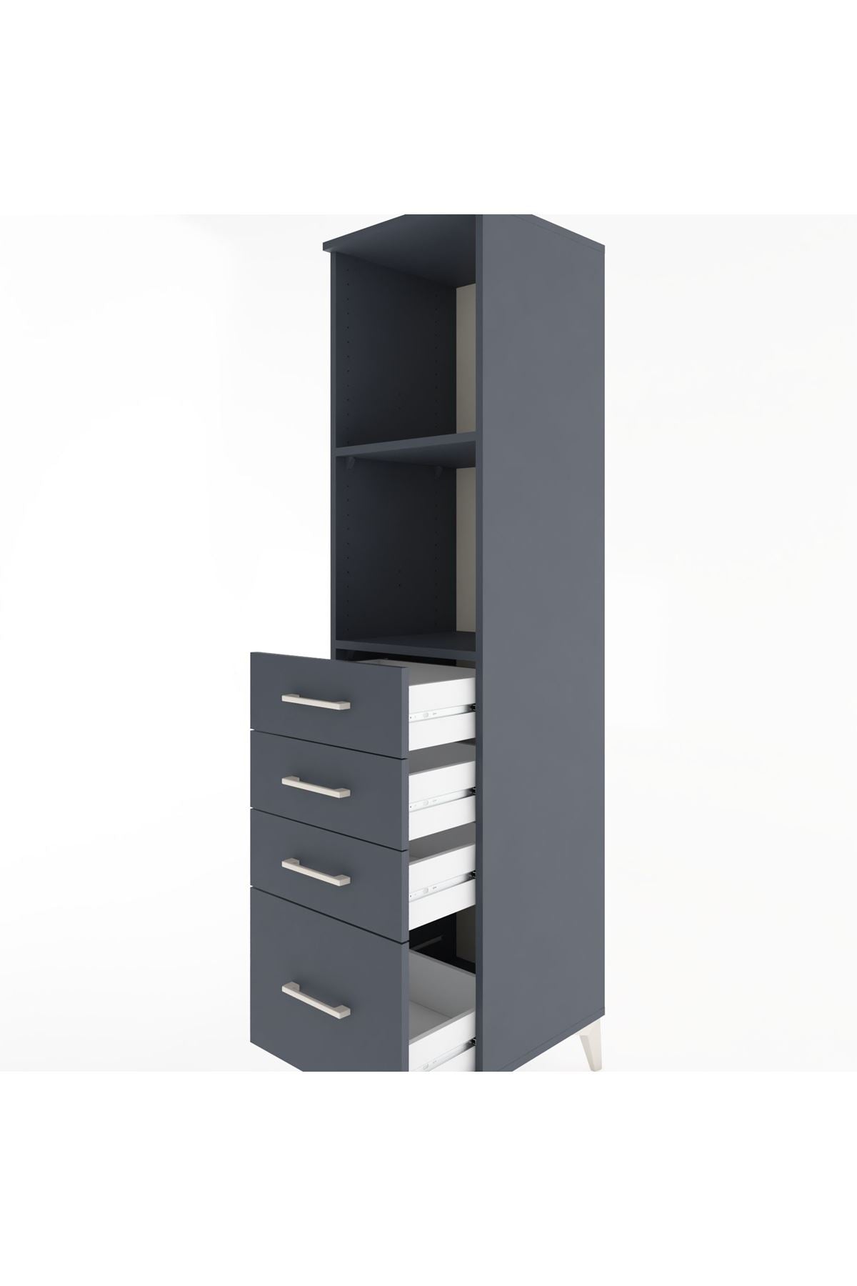 Hyperion Dolap 2 Raflı 4 Çekmeceli 44x44x182 Antrasit-Antrasit