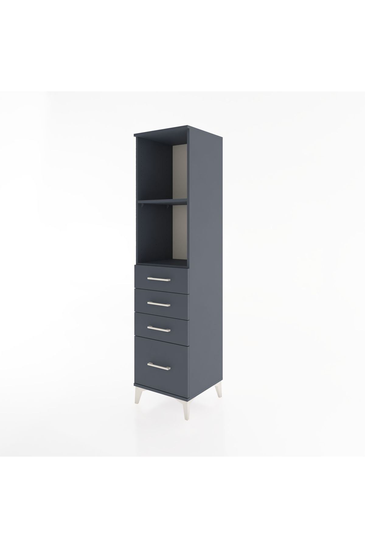 Hyperion Dolap 2 Raflı 4 Çekmeceli 44x44x182 Antrasit-Antrasit