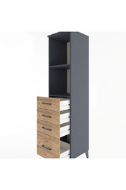 Hyperion Dolap 2 Raflı 4 Çekmeceli 44x44x182 Antrasit-Çam