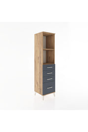 Hyperion Dolap 2 Raflı 4 Çekmeceli 44x44x182 Çam-Antrasit