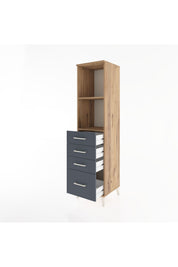 Hyperion Dolap 2 Raflı 4 Çekmeceli 44x44x182 Çam-Antrasit
