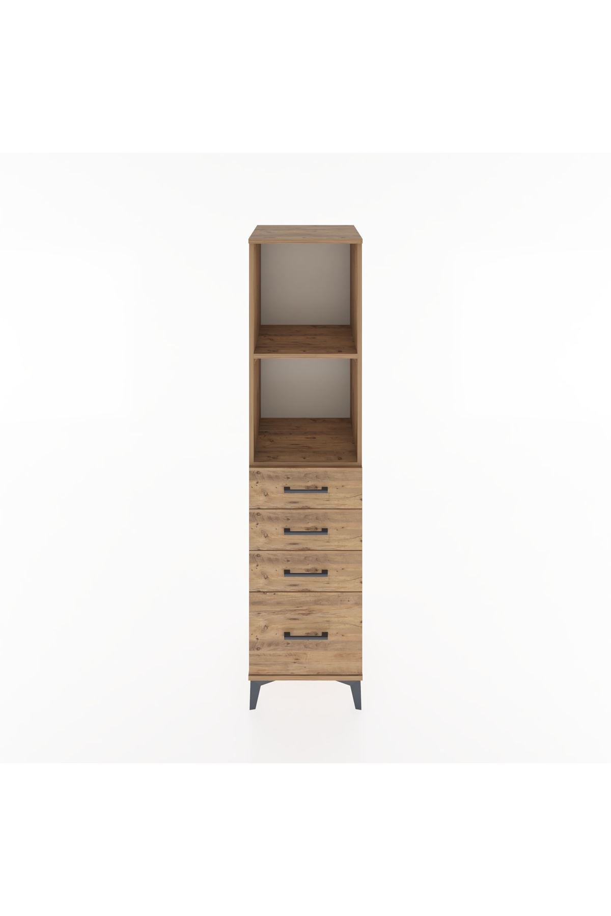 Hyperion Dolap 2 Raflı 4 Çekmeceli 44x44x182 Çam-Çam