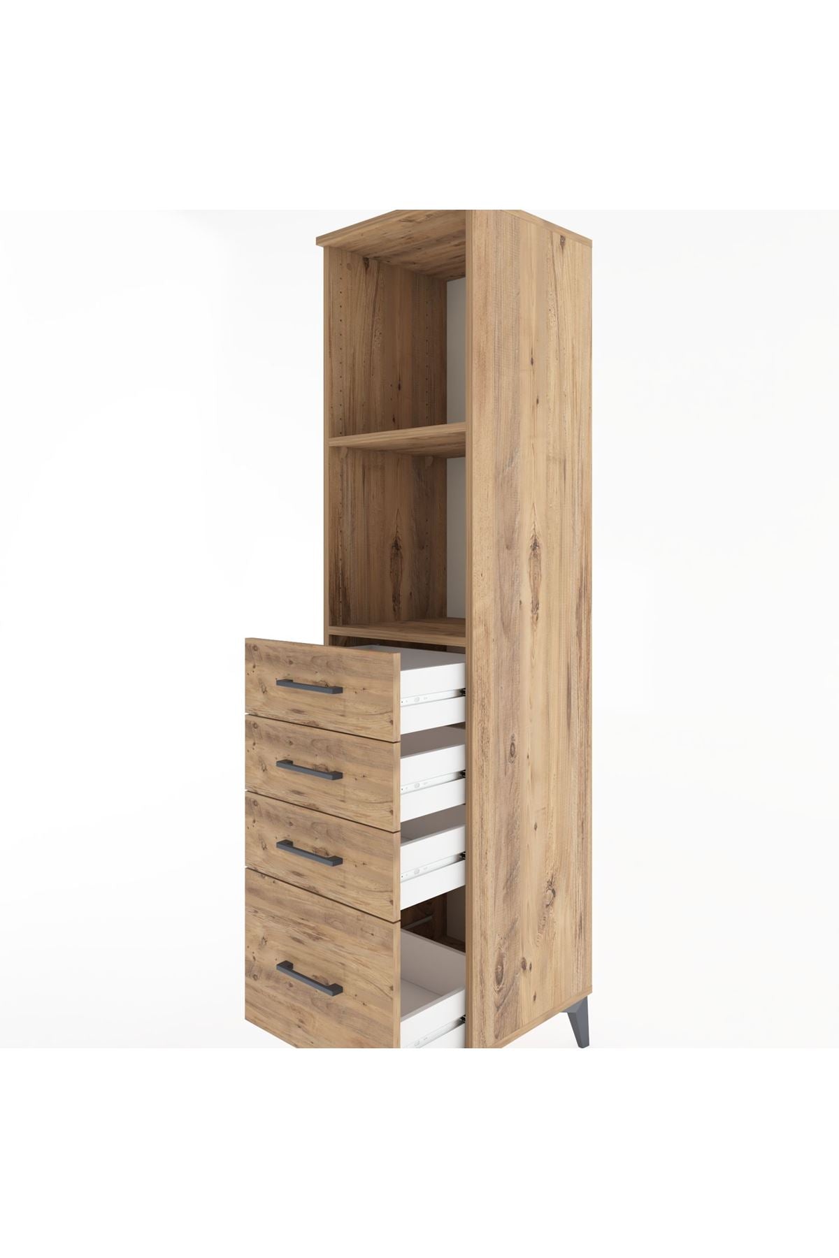 Hyperion Dolap 2 Raflı 4 Çekmeceli 44x44x182 Çam-Çam