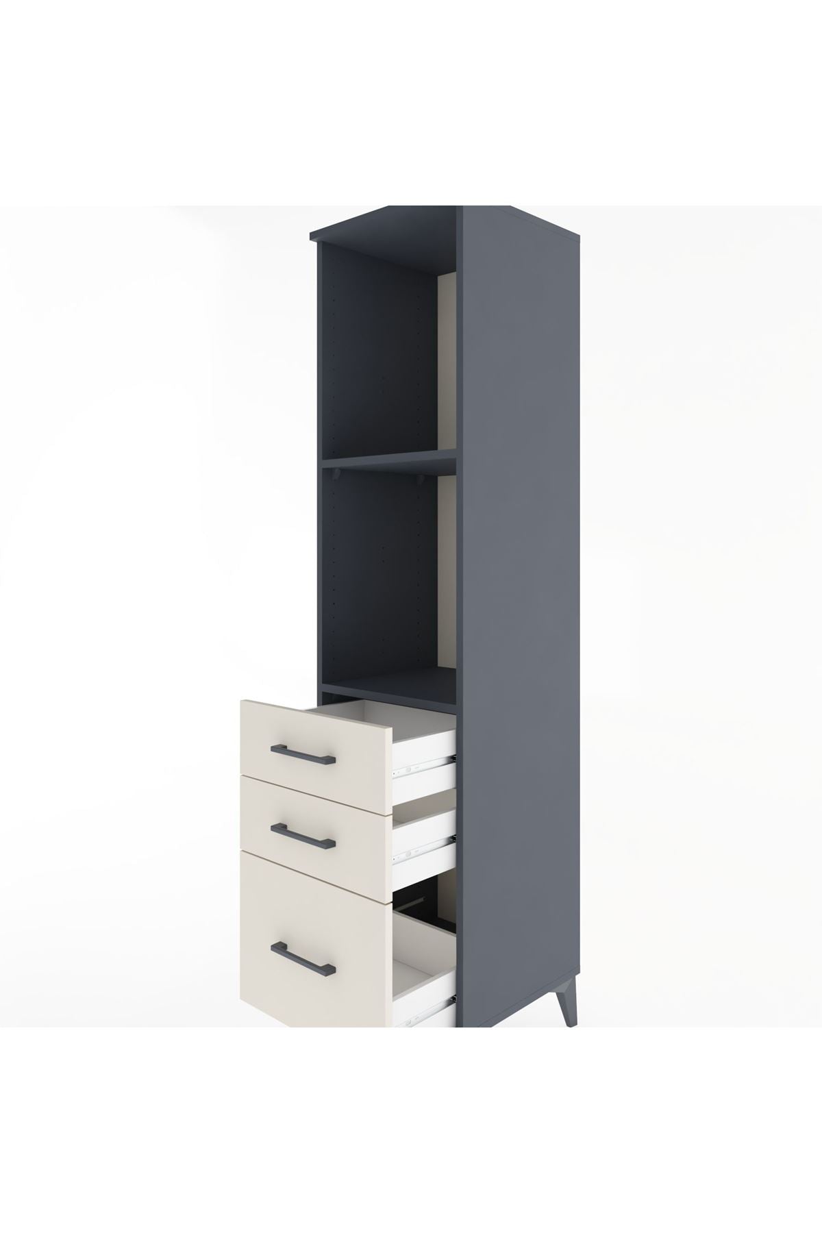 Hyperion Dolap 2 Raflı 3 Çekmeceli 44x44x182 Antrasit-Aytaşı