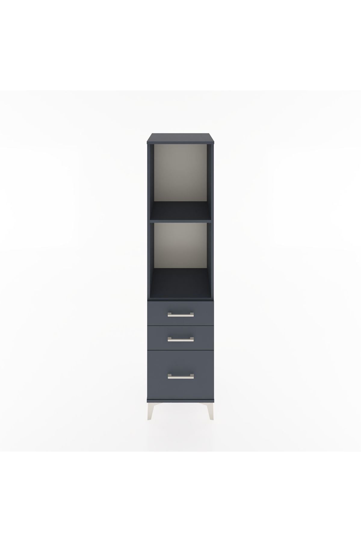 Hyperion Dolap 2 Raflı 3 Çekmeceli 44x44x182 Antrasit-Antrasit